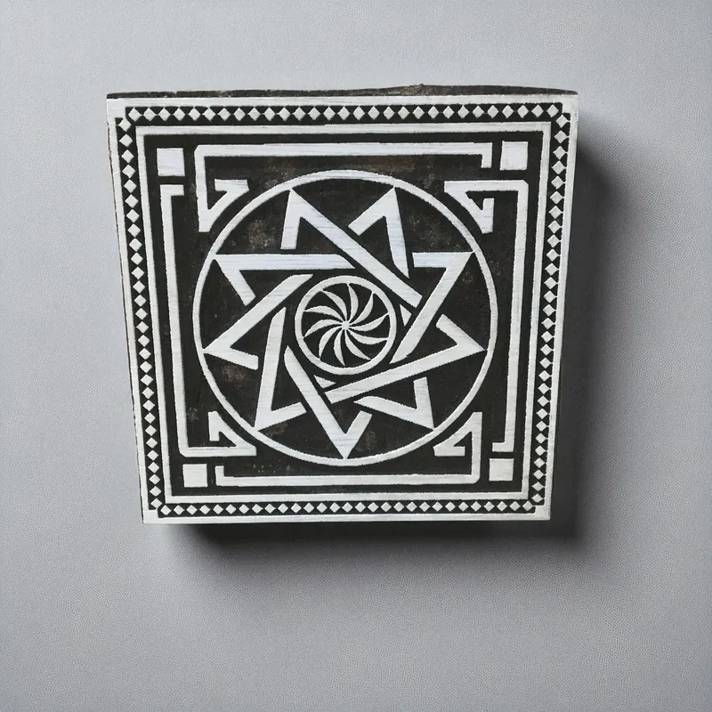 Celtic Mandala Square  hand carved Indian wood printing block; textile stamp; pottery stamp,