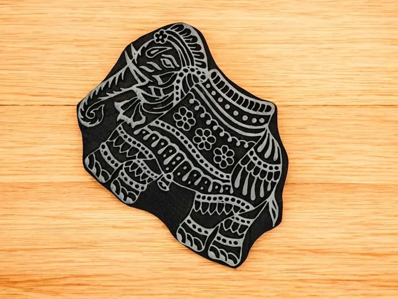 Detailed Elephant pottery stamp ceramic mold scrapbooking tjap batik printing floral carved stamps.