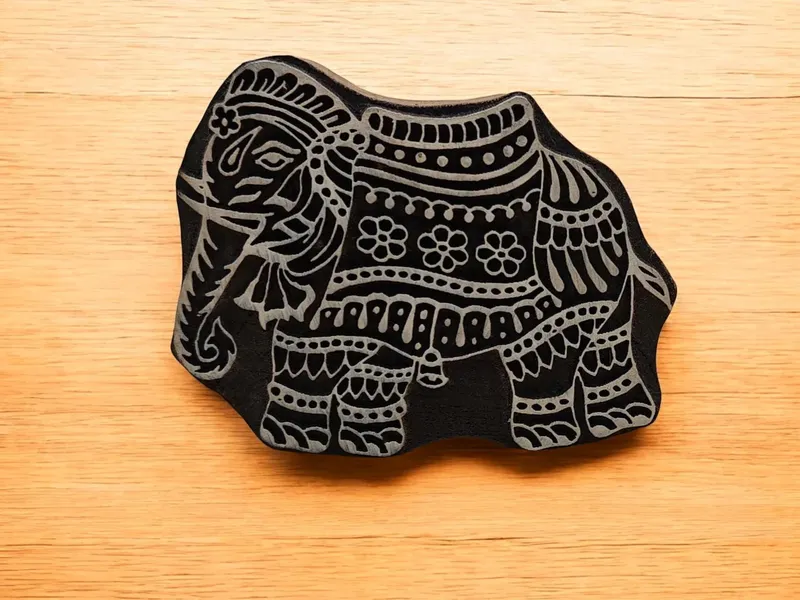 Detailed Elephant pottery stamp ceramic mold scrapbooking tjap batik printing floral carved stamps.