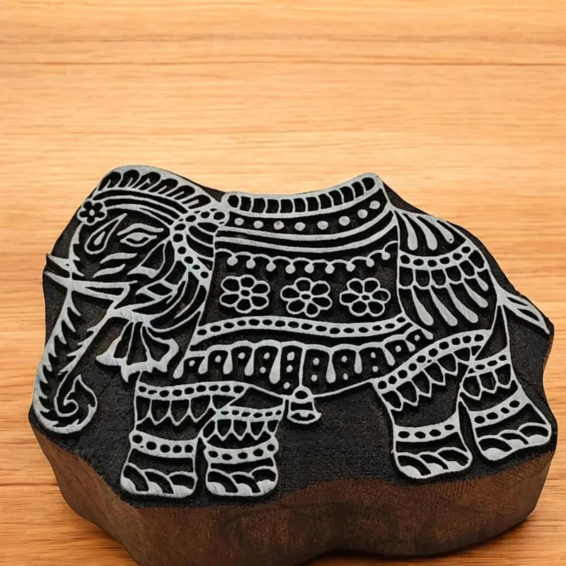 Detailed Elephant pottery stamp ceramic mold scrapbooking tjap batik printing floral carved stamps.