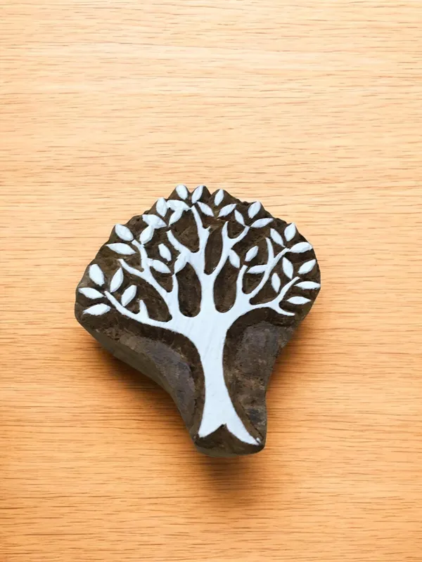 Mini Tree, hand carved Indian wood printing block; textile stamp; pottery stamp,
