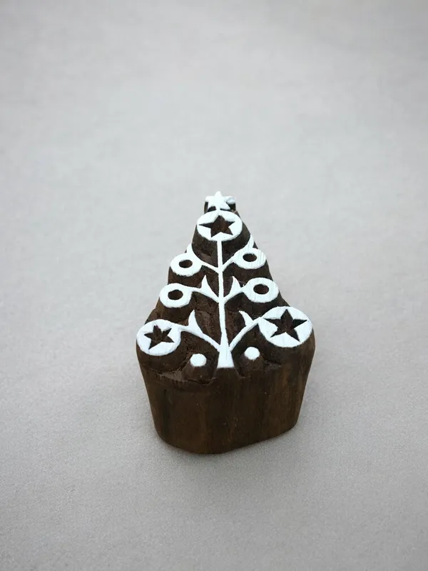 Starry Christmas Tree Wood Block Stamp, Indian Textile Printing