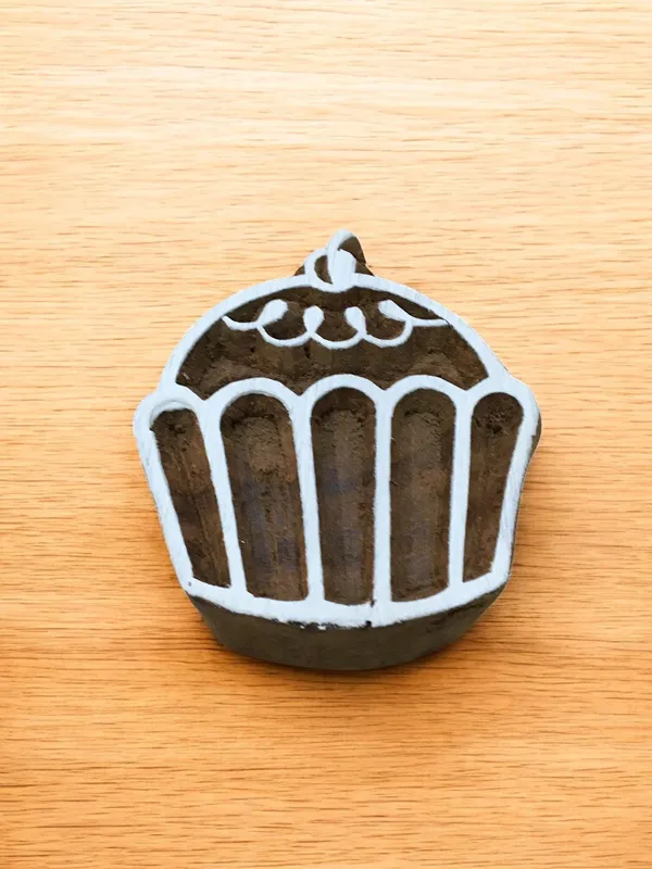 Cake Muffin, hand carved Indian wood printing block; textile stamp; pottery stamp,