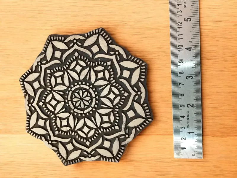 Floral Mandala Wood Stamp, Indian Textile Block Print