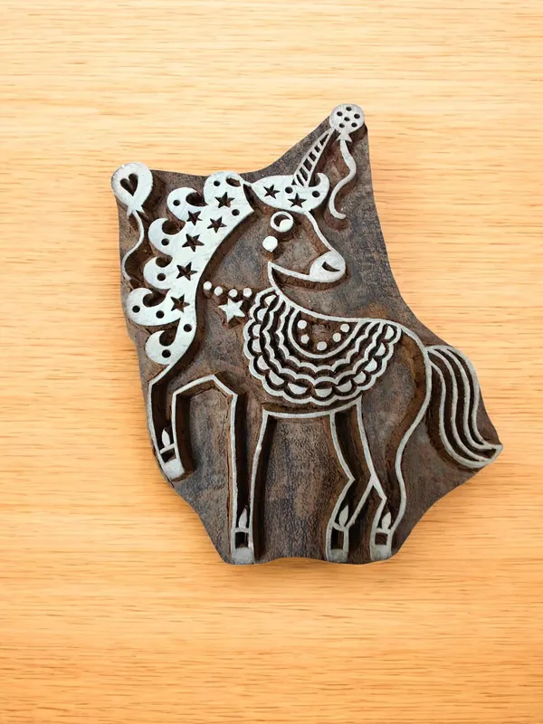 Stylish Unicorn pottery stamp ceramic mold scrapbooking tjap batik printing floral carved stamps.