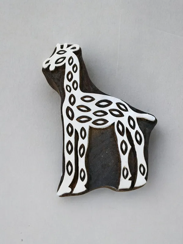 Giraffe  hand carved Indian wood printing block; textile stamp; pottery stamp,