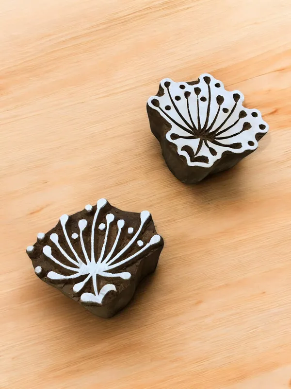Hand Carved Seedhead Wood Block Stamp, Indian Textile Printing
