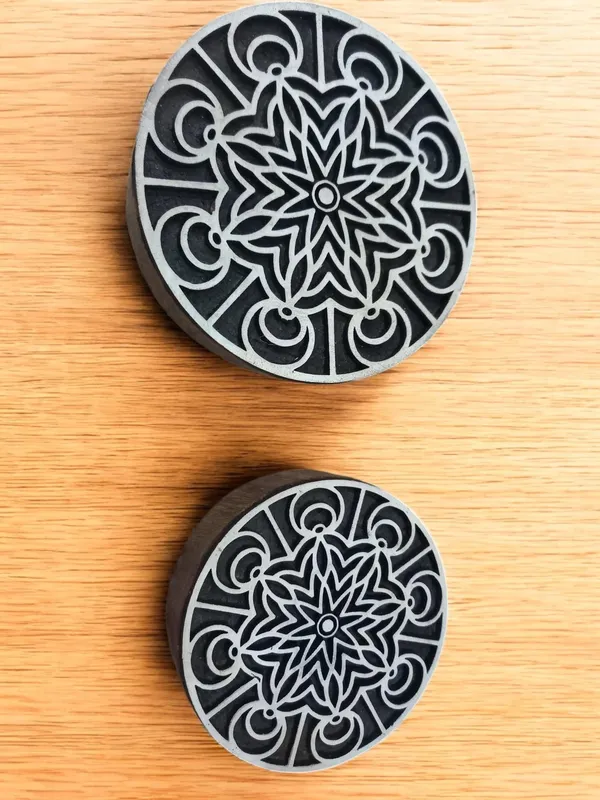 Mandala Design Wooden Printing Block, Pottery Stamp