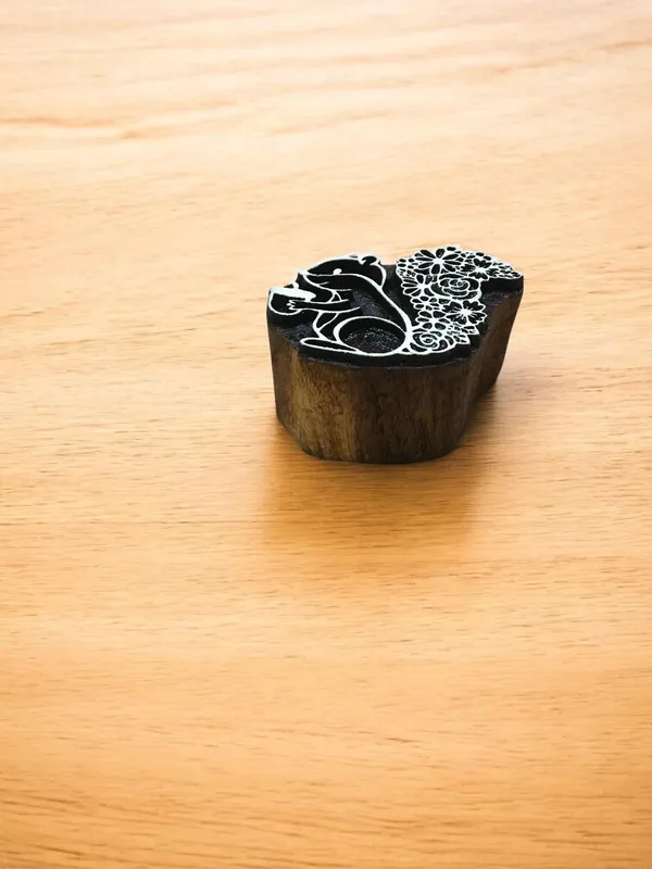 Squirrel Wooden Printing Block Set, Indian Craft Stamps
