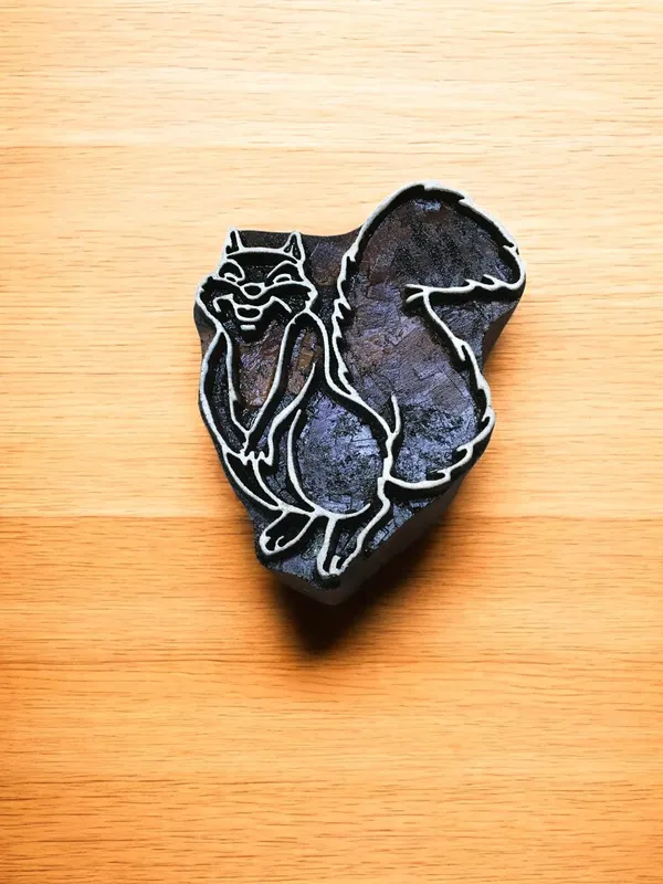 Squirrel Wooden Printing Block Set, Indian Craft Stamps
