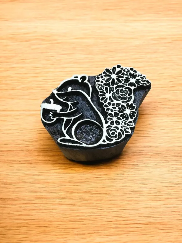Squirrel Wooden Printing Block Set, Indian Craft Stamps