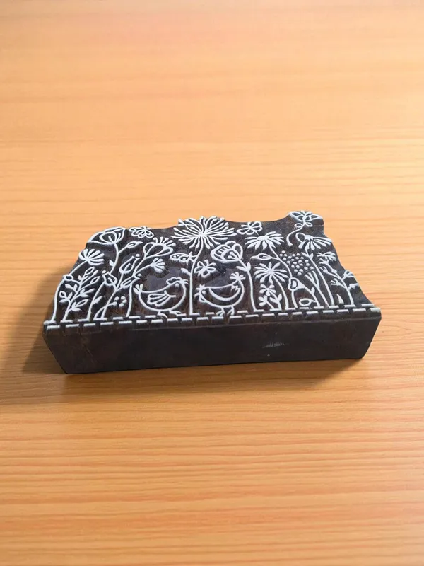 Meadow Floral Wood Printing Block: Indian Hand Carved Stamp