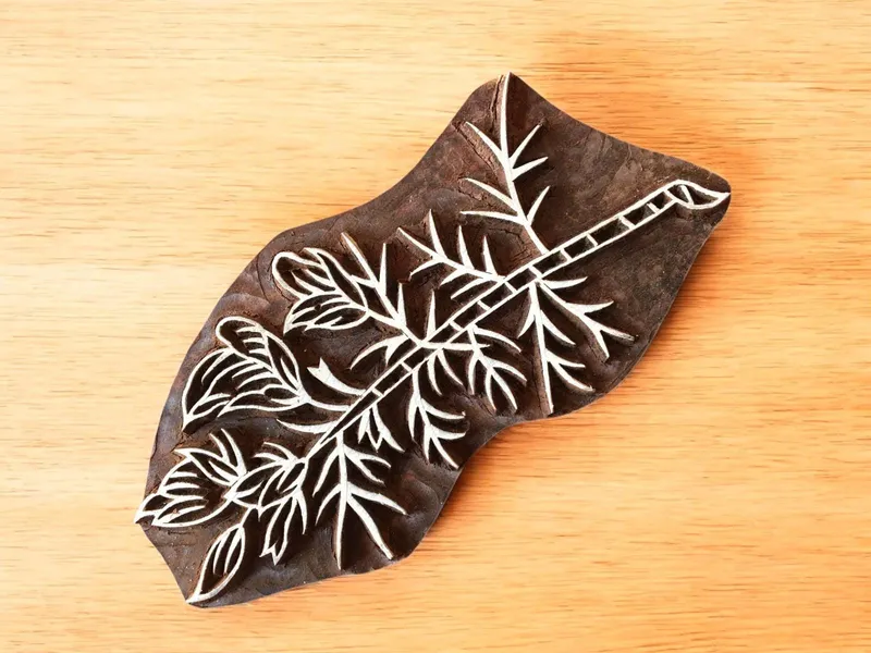 Floral Teak Wood Stamp, Pottery Textile Block Print