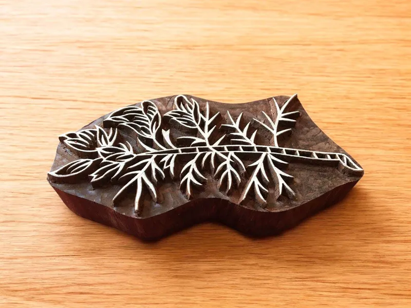 Floral Teak Wood Stamp, Pottery Textile Block Print