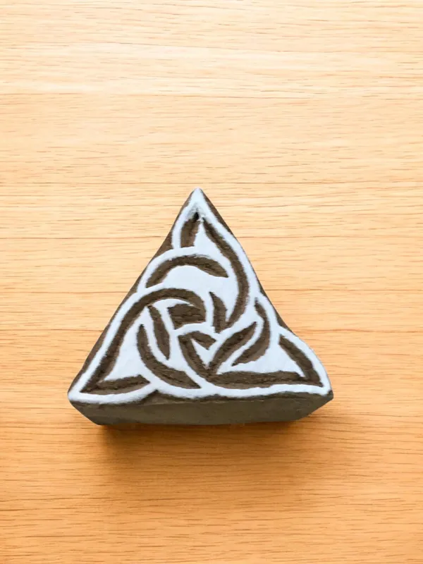 Celtic Triangle, hand carved Indian wood printing block; textile stamp; pottery stamp,