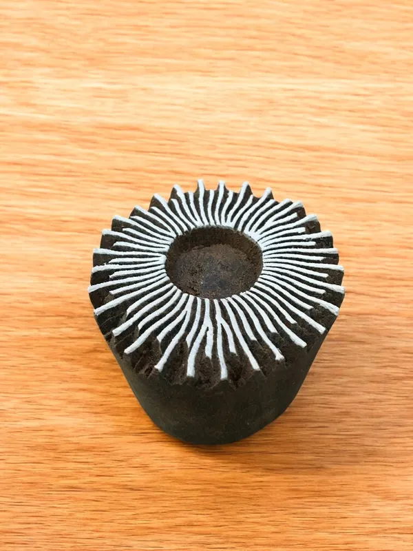 Hand Carved Sun Mandala Wood Stamp, Textile Block Print, DIY Pottery