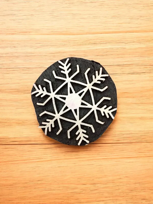 Snowflake Motif Wood Block Stamp Set, Hand Carved Textile Printing, 10 Piece