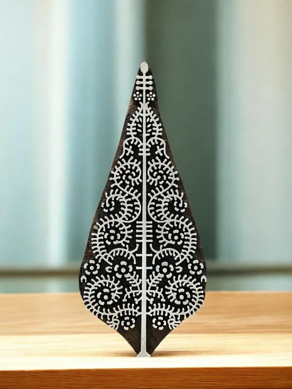 Oriental Christmas Tree, hand carved Indian wood printing block; textile stamp; pottery stamp,