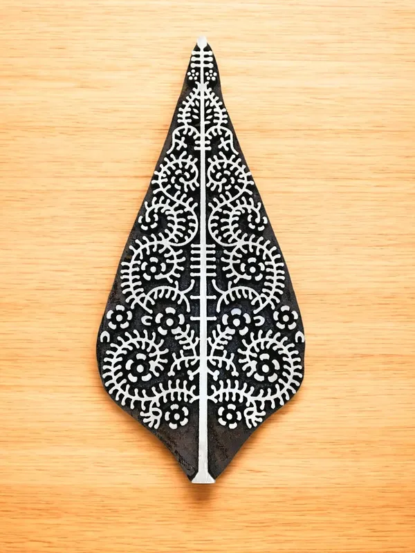 Oriental Christmas Tree, hand carved Indian wood printing block; textile stamp; pottery stamp,