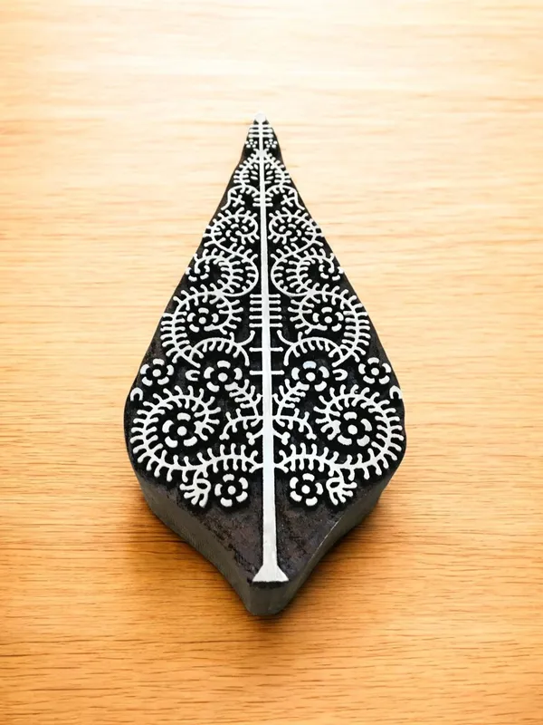 Oriental Christmas Tree, hand carved Indian wood printing block; textile stamp; pottery stamp,