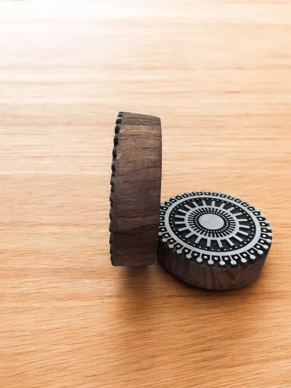 Hand Carved Mandala Wood Block Stamp, Indian Textile Printing