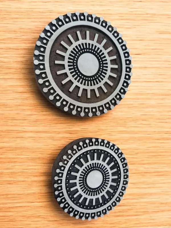 Hand Carved Mandala Wood Block Stamp, Indian Textile Printing