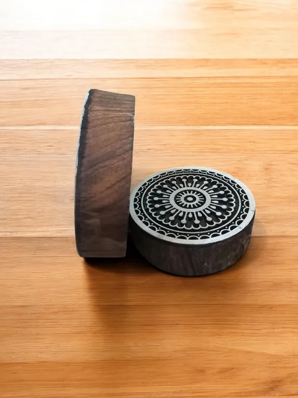 Mandala Wood Block Stamp, Hand Carved Indian Textile Printing, Henna Pottery DIY