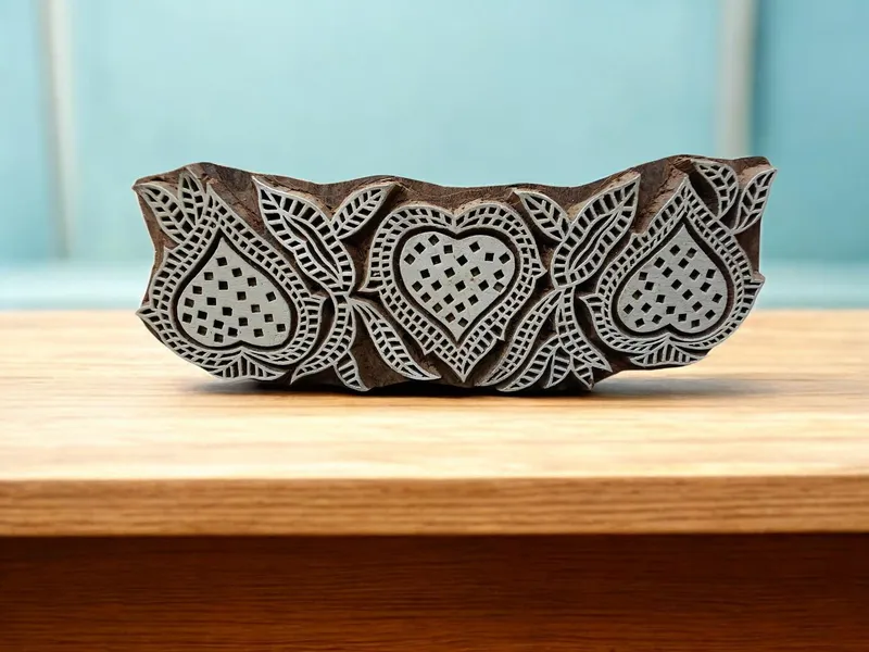 Heart Border pottery stamp ceramic mold scrap booking tjap batik printing floral carved stamps.