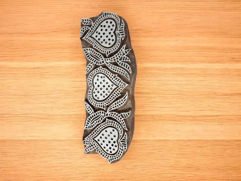 Heart Border pottery stamp ceramic mold scrap booking tjap batik printing floral carved stamps.