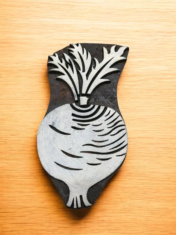 Beetroot Indian Wood Printing Block, Hand Carved Pottery Stamp