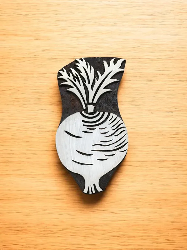 Beetroot Indian Wood Printing Block, Hand Carved Pottery Stamp