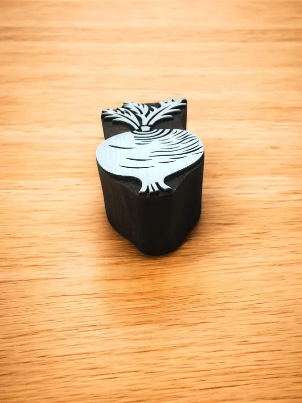 Beetroot Indian Wood Printing Block, Hand Carved Pottery Stamp