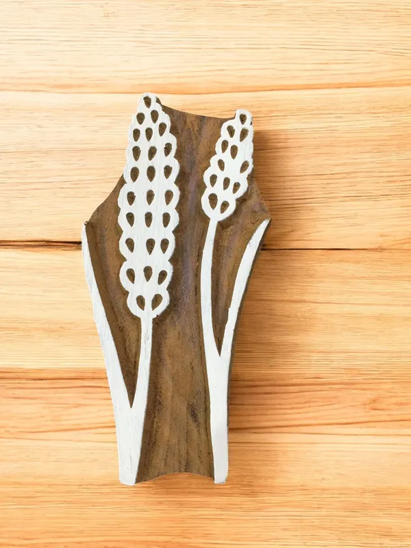 Lavender Pods Indian Wood Printing Block – Hand Carved Textile Stamp
