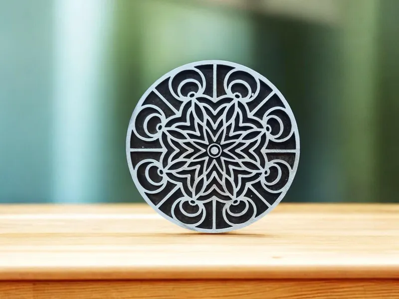 Floral Carved Wooden Printing Block, Ceramic Pottery Stamp (10x10cm)