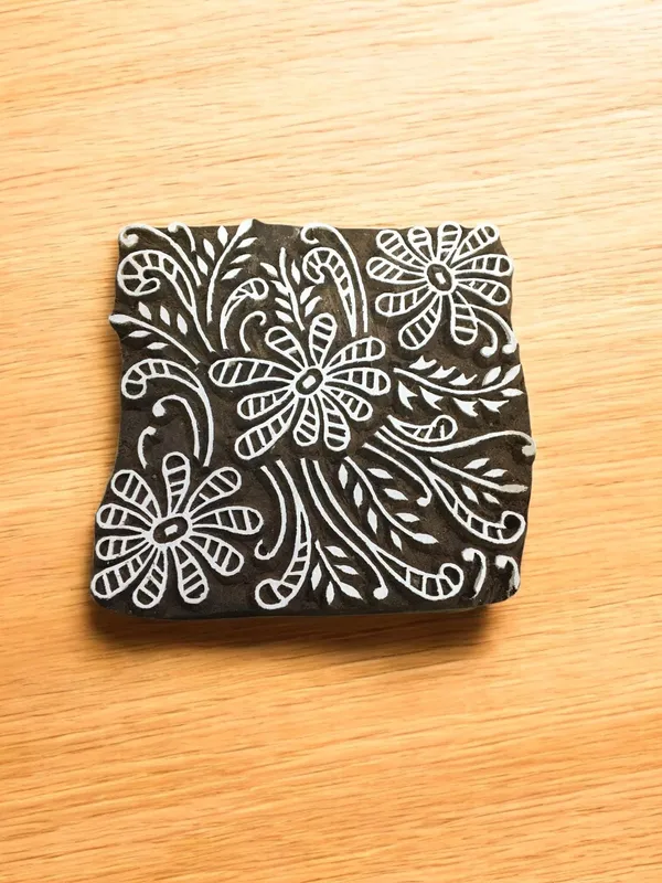 Floral Wooden Printing Block, Pottery Stamp, Batik Tjaps
