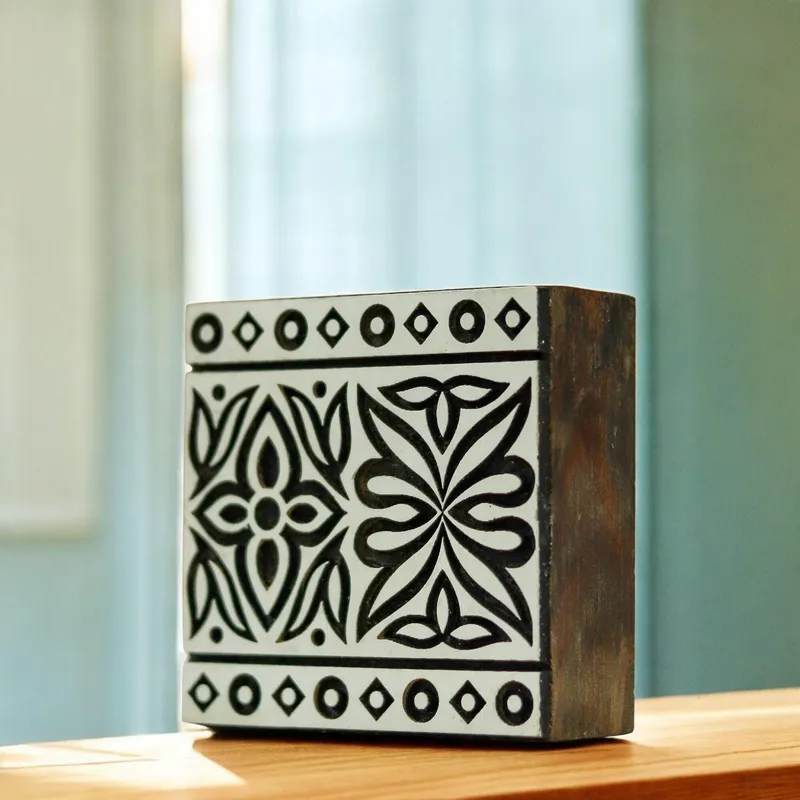Mini Border Stamp, Hand Carved Indian Wood Printing Block