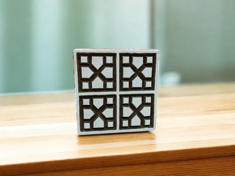 Repeat Pattern Square, hand carved Indian wood printing block; textile stamp; pottery stamp,