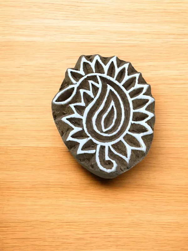Small Paisley, hand carved Indian wood printing block; textile stamp; pottery stamp,