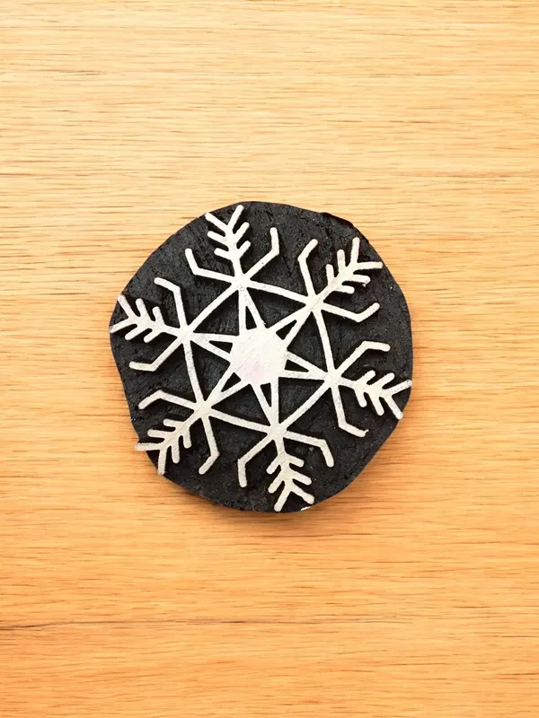 Snowflake Motif Wood Block Stamp Set, Hand Carved Printing Blocks