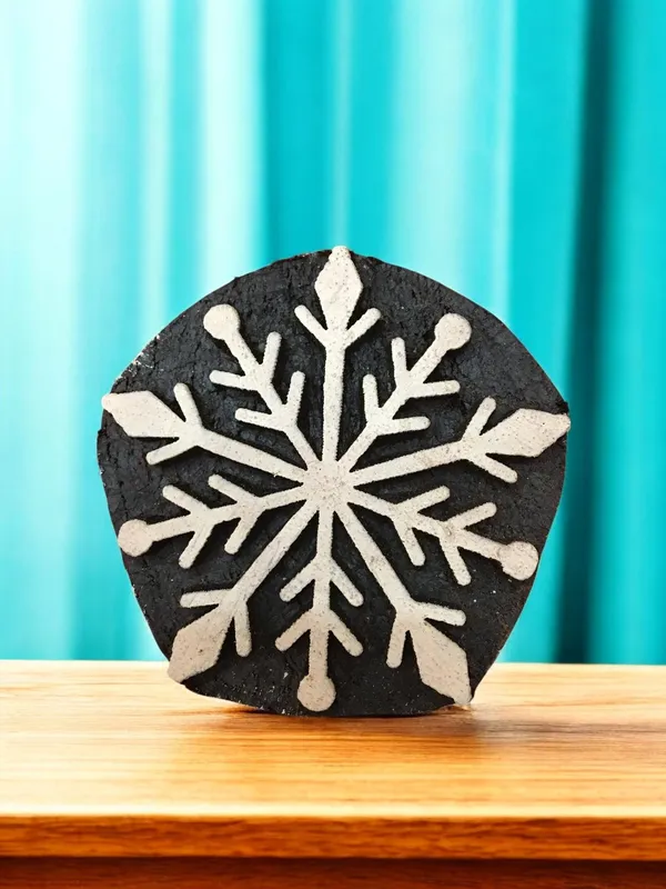 Hand Carved Snowflake Wood Block Stamp Set, Textile Printing, 6.2cm, 10pc