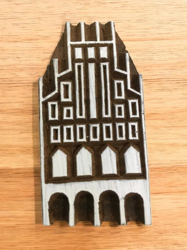 German House Wood Printing Block, Indian Textile Stamp, Pottery Tjaps