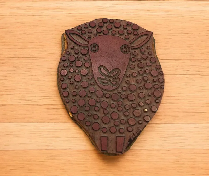 Dotty Sheep Wood Block Stamp, Textile Printing (6.0 cm x 4.60 cm)