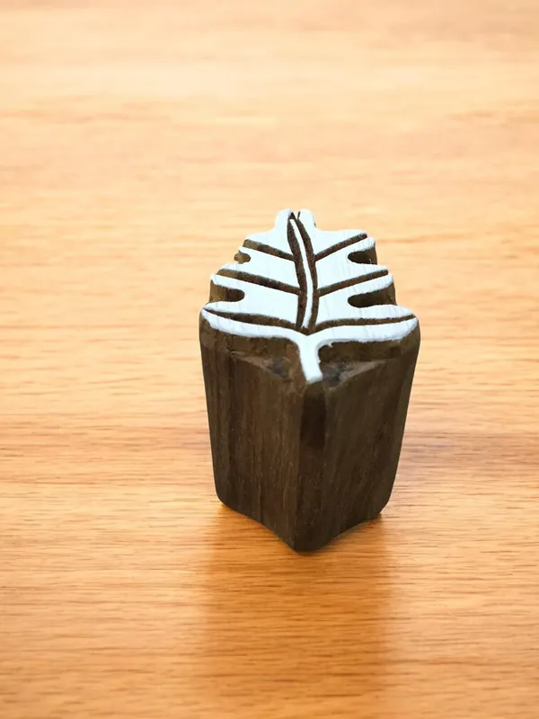 Tropical tree, hand carved Indian wood printing block; textile stamp; pottery stamp,