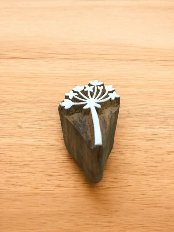 Star poppy Seed Head, hand carved Indian wood printing block; textile stamp; pottery stamp,