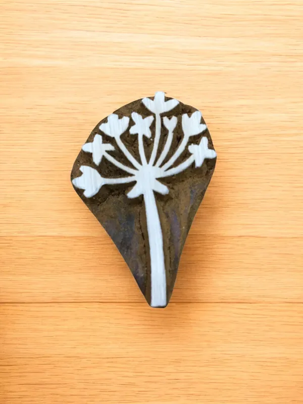 Star poppy Seed Head, hand carved Indian wood printing block; textile stamp; pottery stamp,