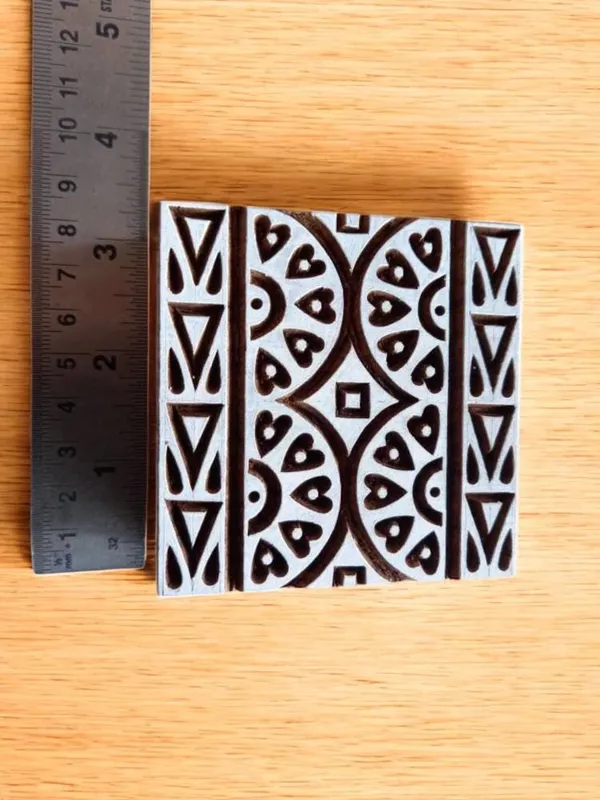 Hand Carved Wood Printing Block, Indian Textile Stamp, 9.5cm