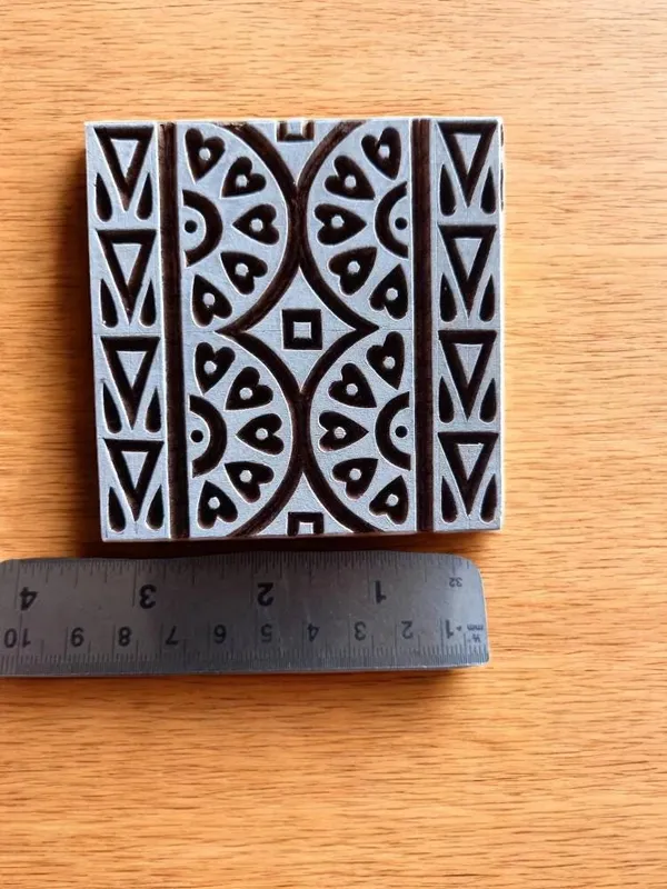 Hand Carved Wood Printing Block, Indian Textile Stamp, 9.5cm