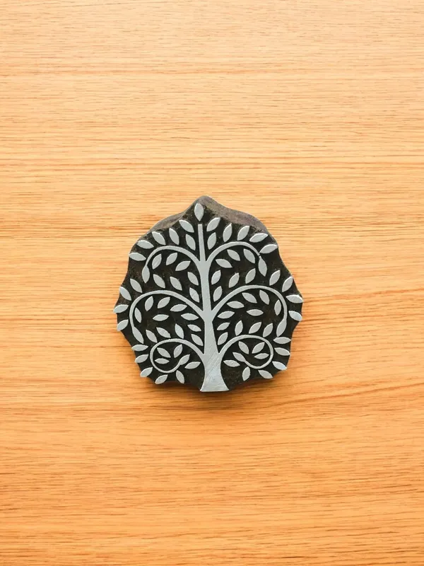 Medium Tree, hand carved Indian wood printing block; textile stamp; pottery stamp,