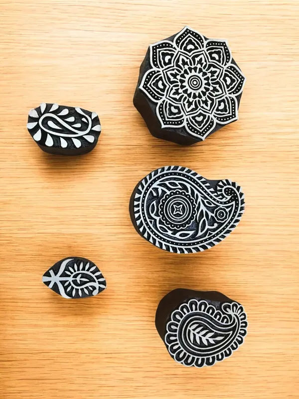 Paisley Wood Stamp Block Set, Hand Carved Indian Textile Printing