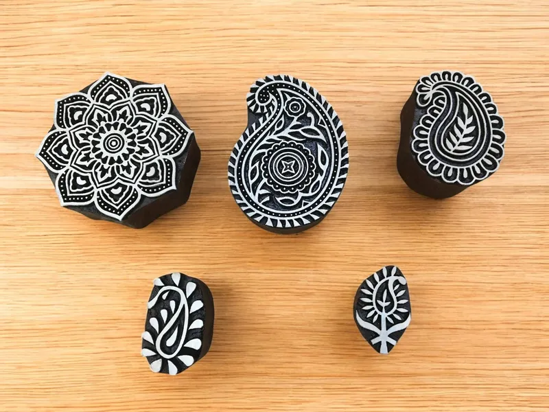Paisley Wood Stamp Block Set, Hand Carved Indian Textile Printing